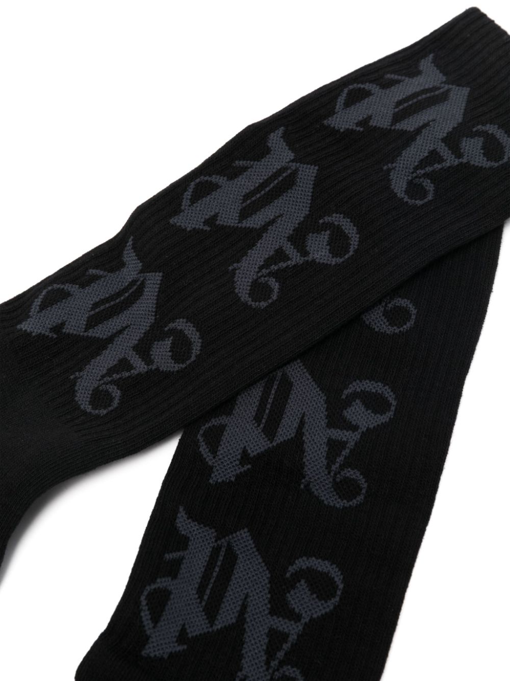 Palm Angels monogram ribbed socks - Black