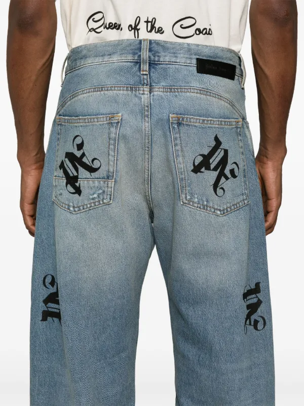 Palm Angels mid-rise straight-leg Jeans | Blue | FARFETCH