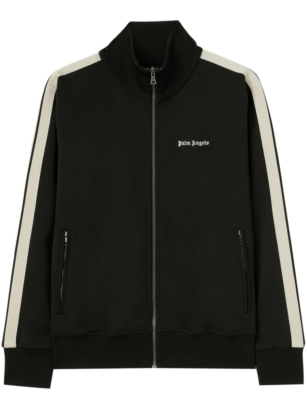 Shop Palm Angels Logo-embroidered Zip-up Jacket In Black