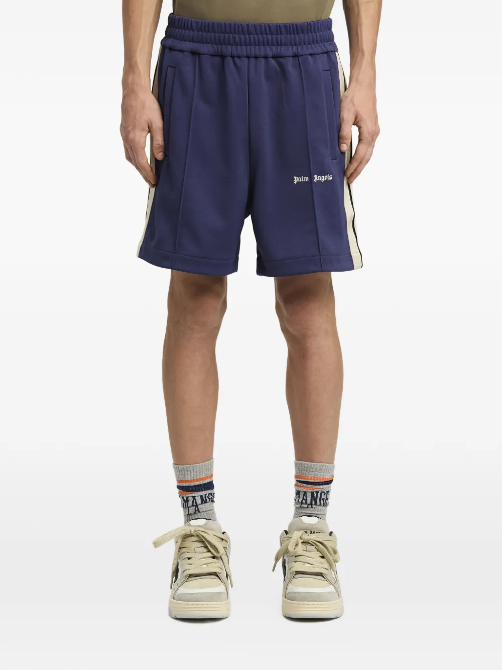 Palm Angels Trainingsshorts met logoprint Blauw