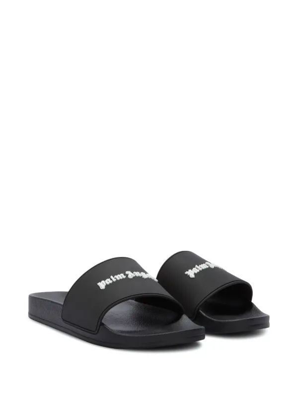 【PALM ANGELS】palm logo flipflops ld32 Palm Angels logo-embossed Slides | Black | FARFETCH