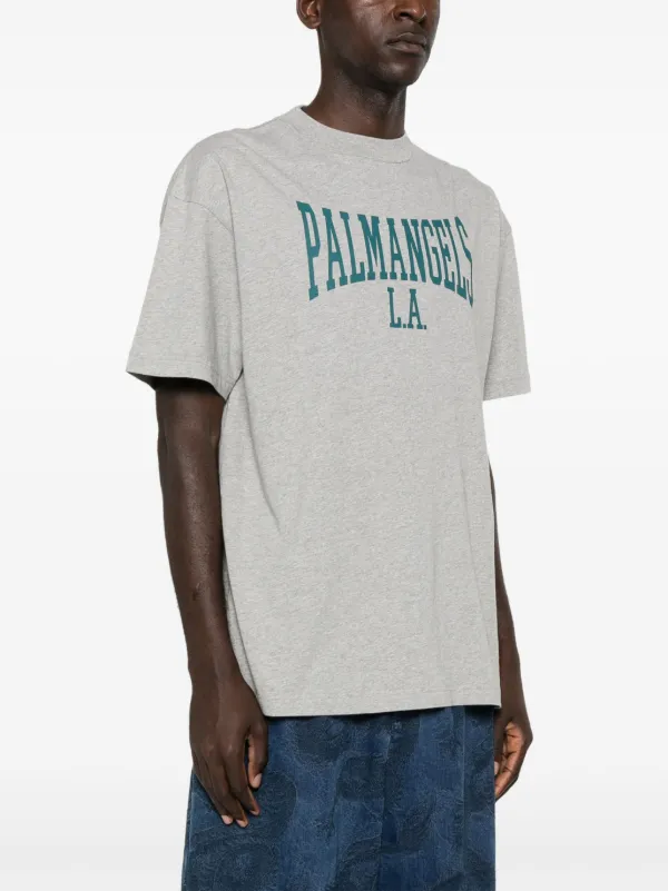 Palm Angels logo-print Cotton T-shirt | Grey | FARFETCH IN