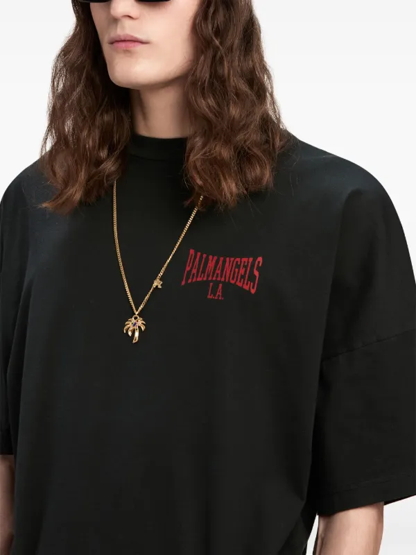 Palm Angels logo-print Cotton T-shirt | Black | FARFETCH