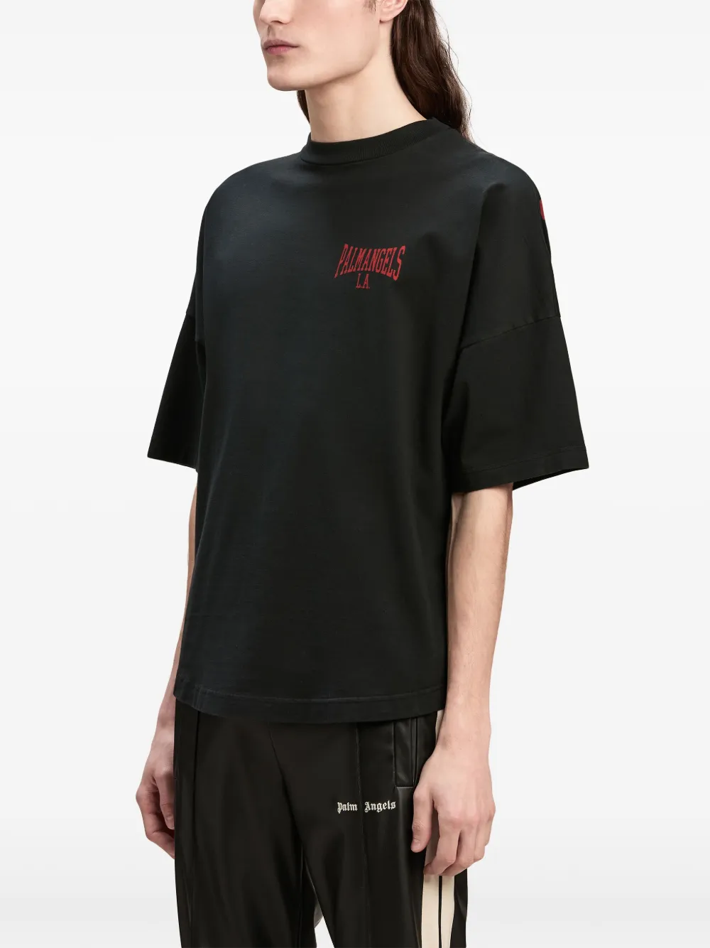 Palm Angels T-shirt met logoprint Zwart