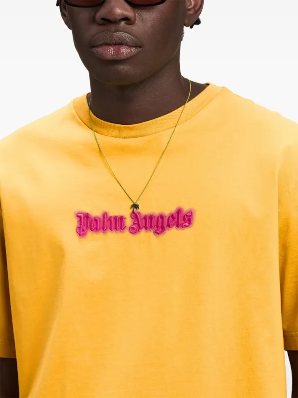 Palm Angels logo-print Cotton T-shirt | Yellow | FARFETCH JO
