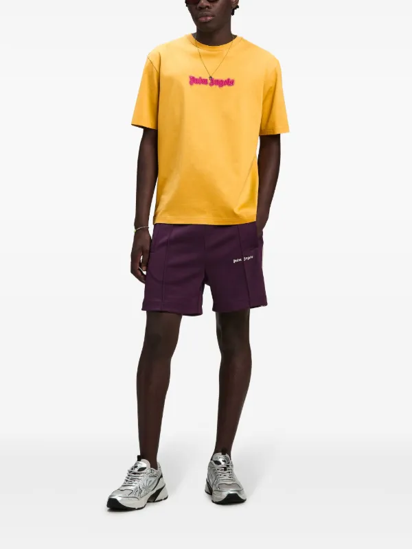 Palm Angels logo-print Cotton T-shirt | Yellow | FARFETCH