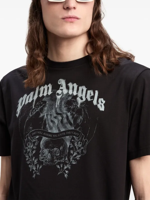 Palm Angels Statement Pencil Cotton T-shirt | Black | FARFETCH GE