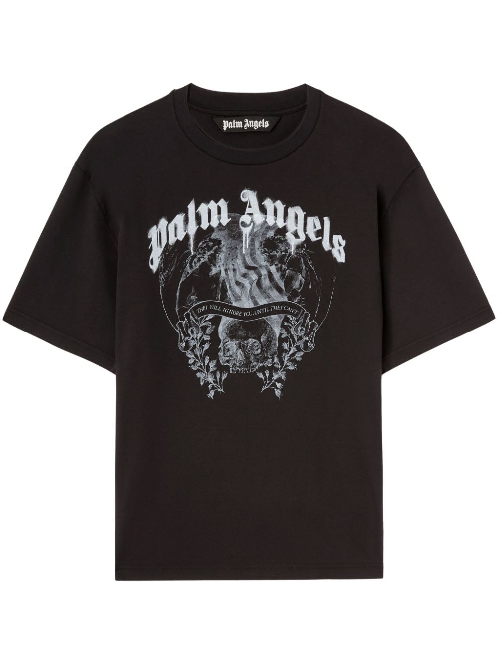 Shop Palm Angels Statement Pencil Cotton T-shirt In Black