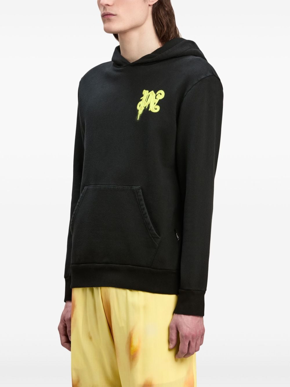 Shop Palm Angels Thinking Pencil Cotton Hoodie In Black