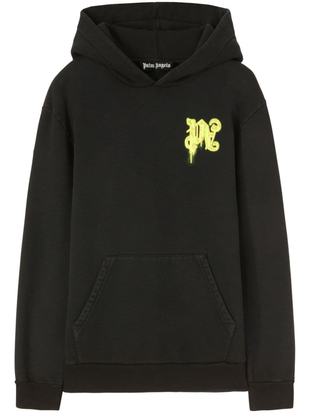 Shop Palm Angels Thinking Pencil Cotton Hoodie In Black