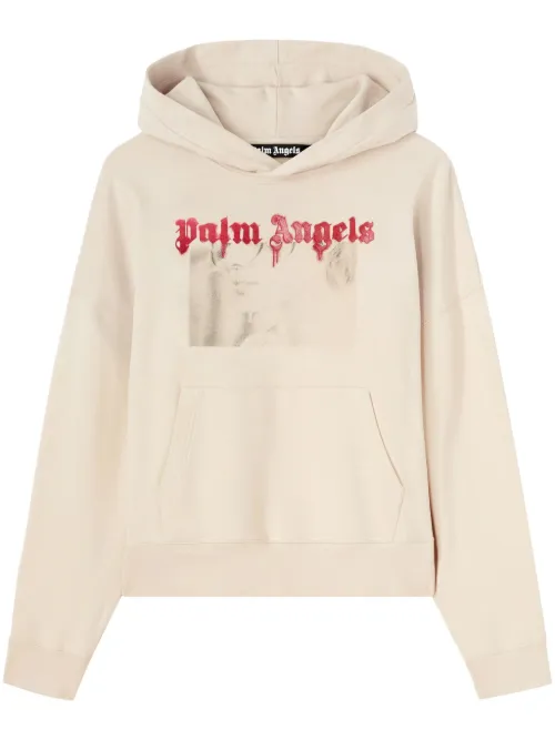Hoodie en coton à imprimé portrait - Palm Angels - Modalova