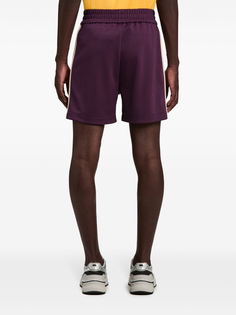 Shop Palm Angels Logo-embroidered Stripe-detail Shorts In Purple