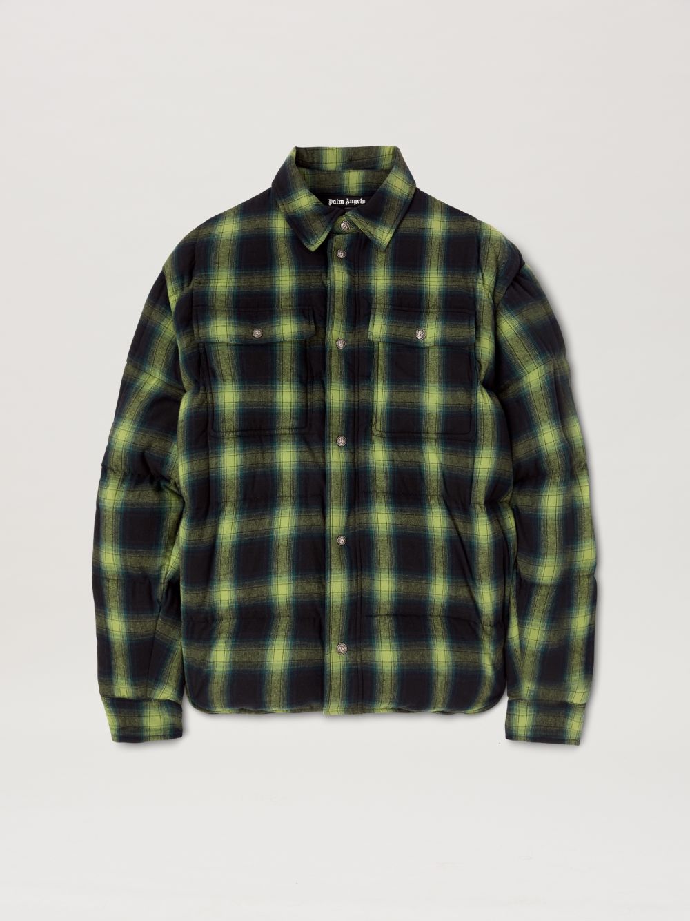 Shop Palm Angels Vertigo Padded Shirt In Green