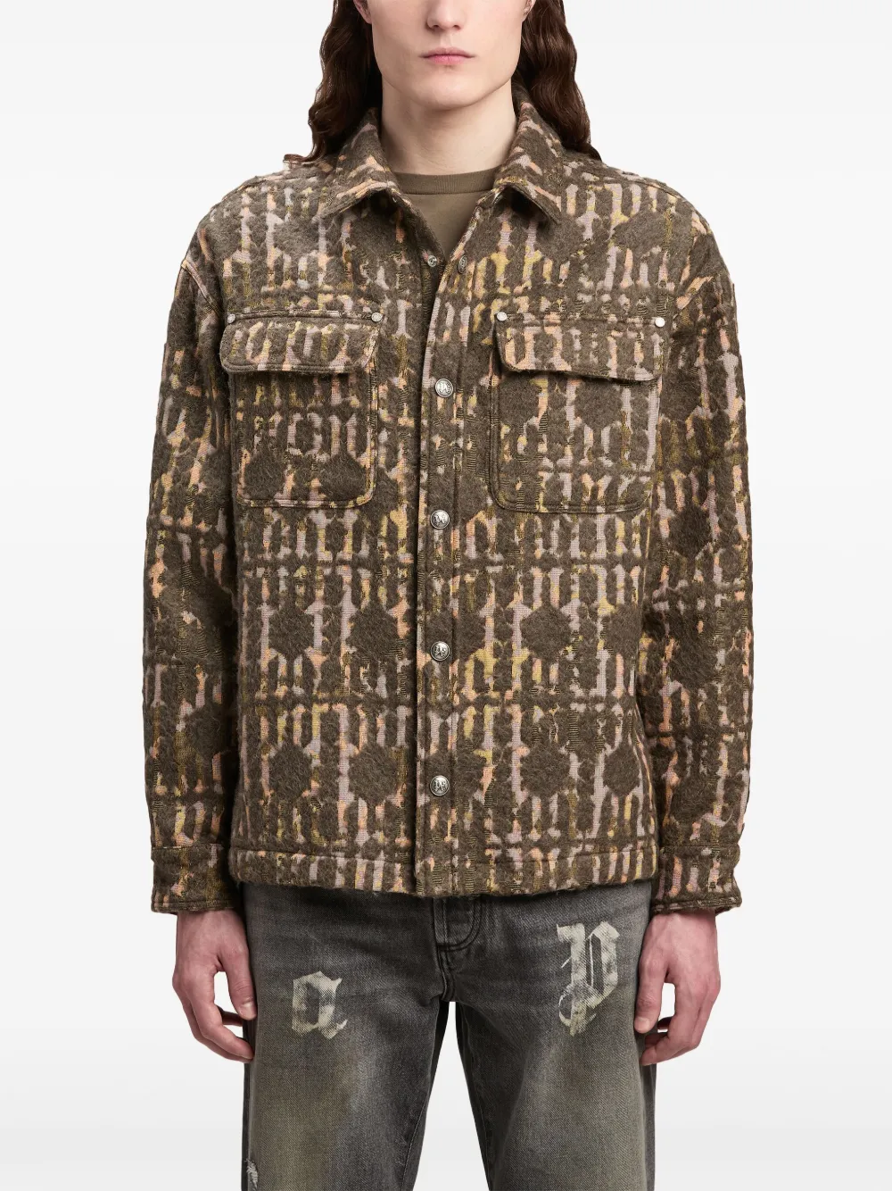  Palm Angels Monogram-pattern Jacket - Green 