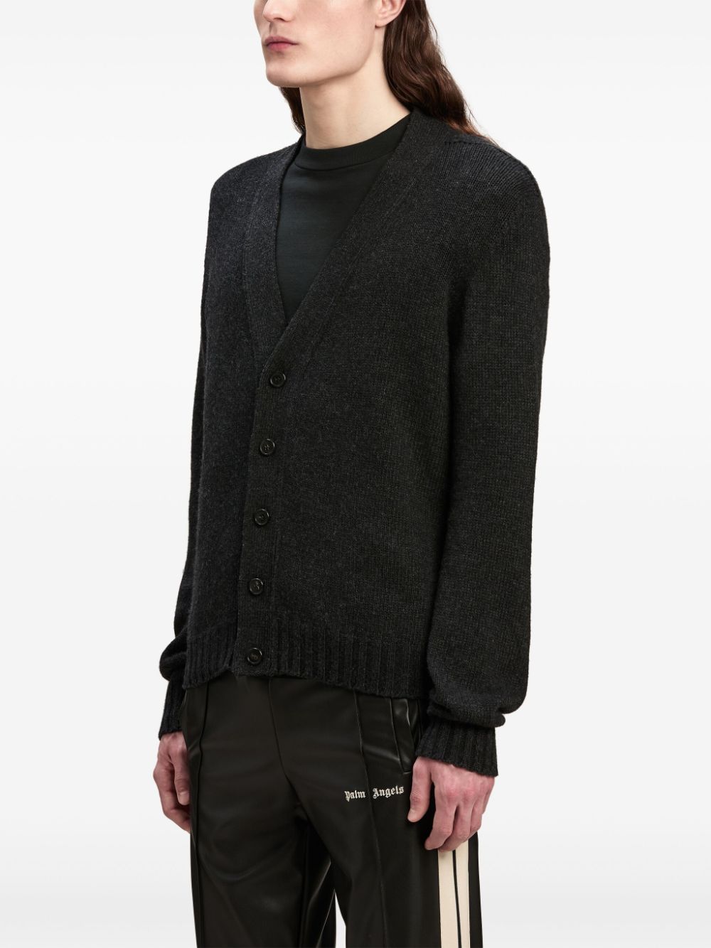 Shop Palm Angels Logo-intarsia Cardigan In Black