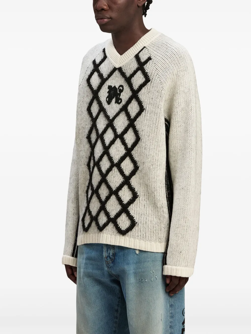 Palm Angels Trui met geborduurd logo Wit
