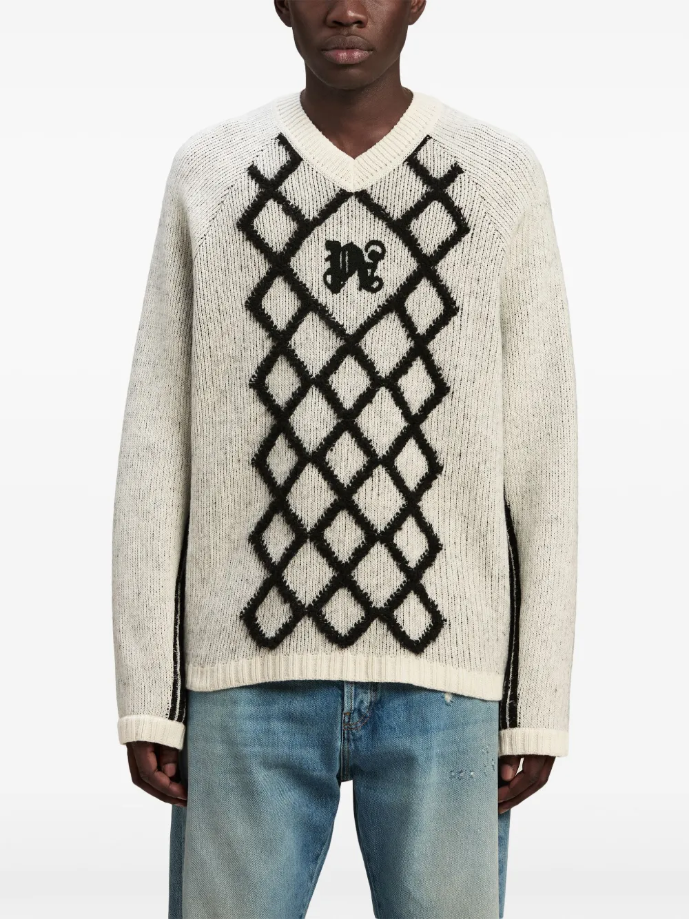 Palm Angels Trui met geborduurd logo Wit