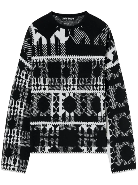 Palm Angels suéter tejido con monograma en intarsia