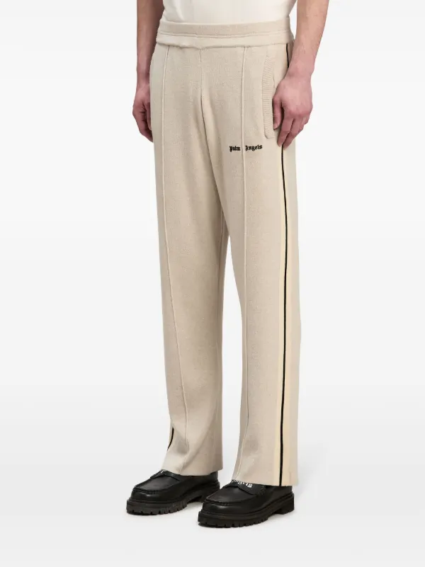 Palm Angels logo-embroidered Knitted Track Pants Neutrals