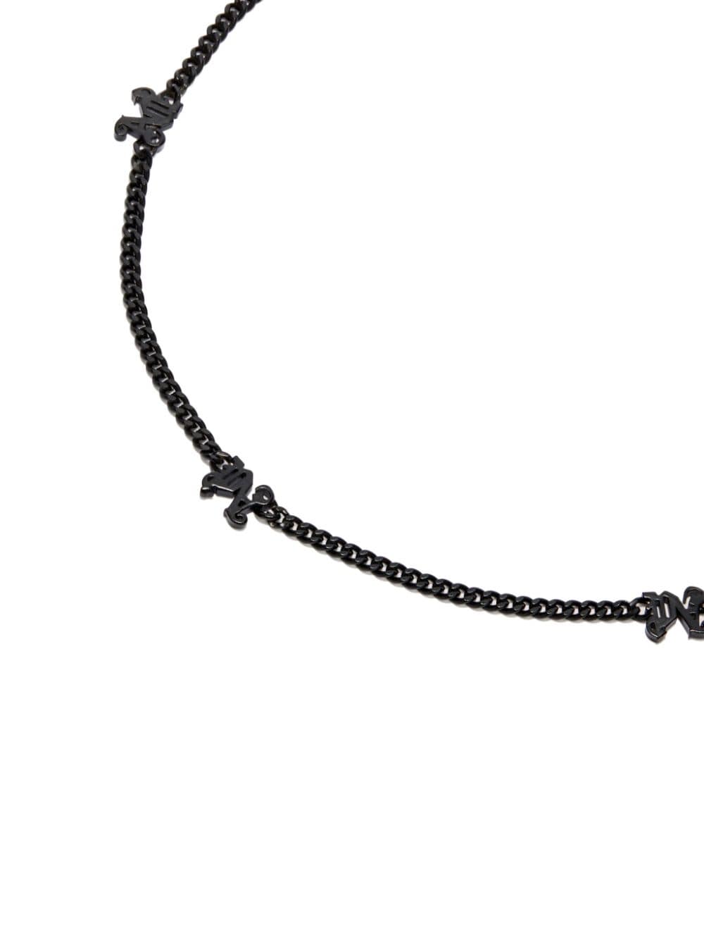 Shop Palm Angels Monogram Chain-link Necklace In Black