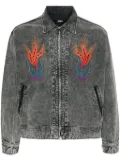 Myne embroidered-peacock canvas jacket - Grey