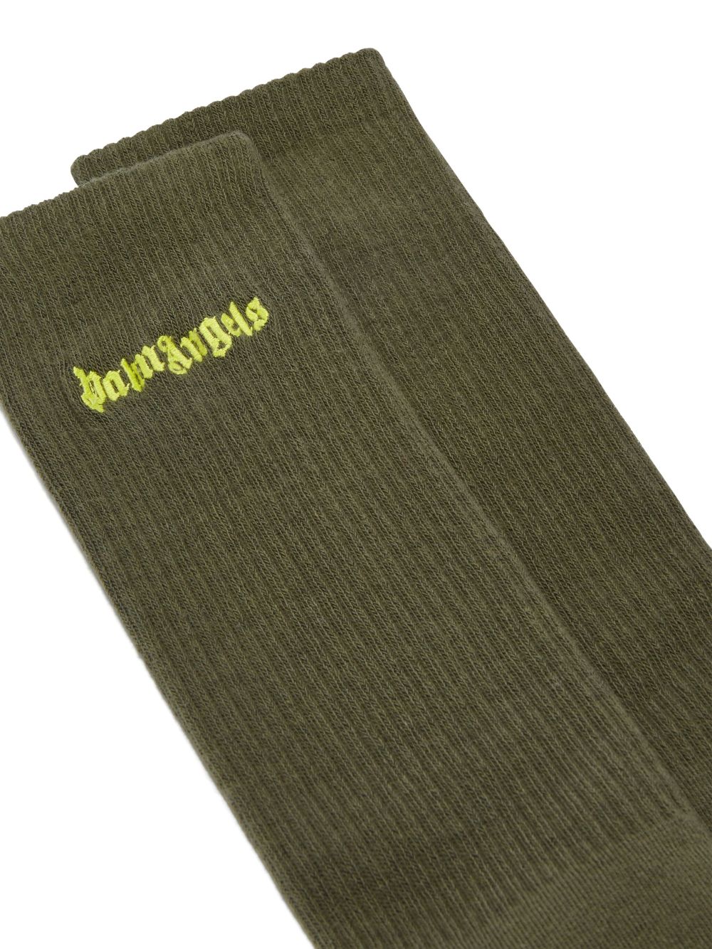 Palm Angels logo-embroidered ribbed-knit socks - Green