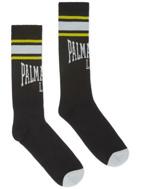 Palm Angels College intarsia knit-logo socks 