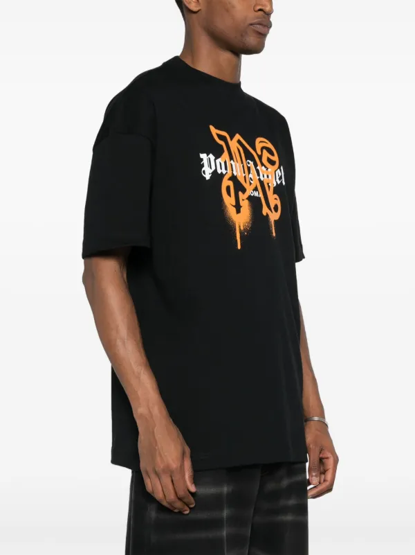 Palm Angels logo-print Cotton T-shirt | Black | FARFETCH GE