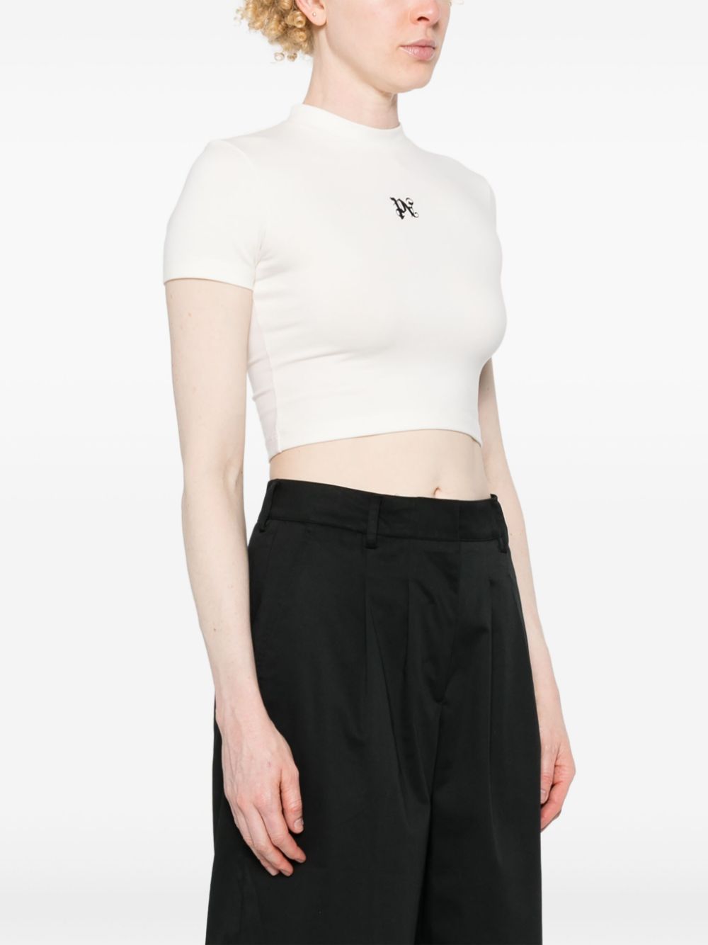 SANDRO logo-embroidered cropped T-shirt Women