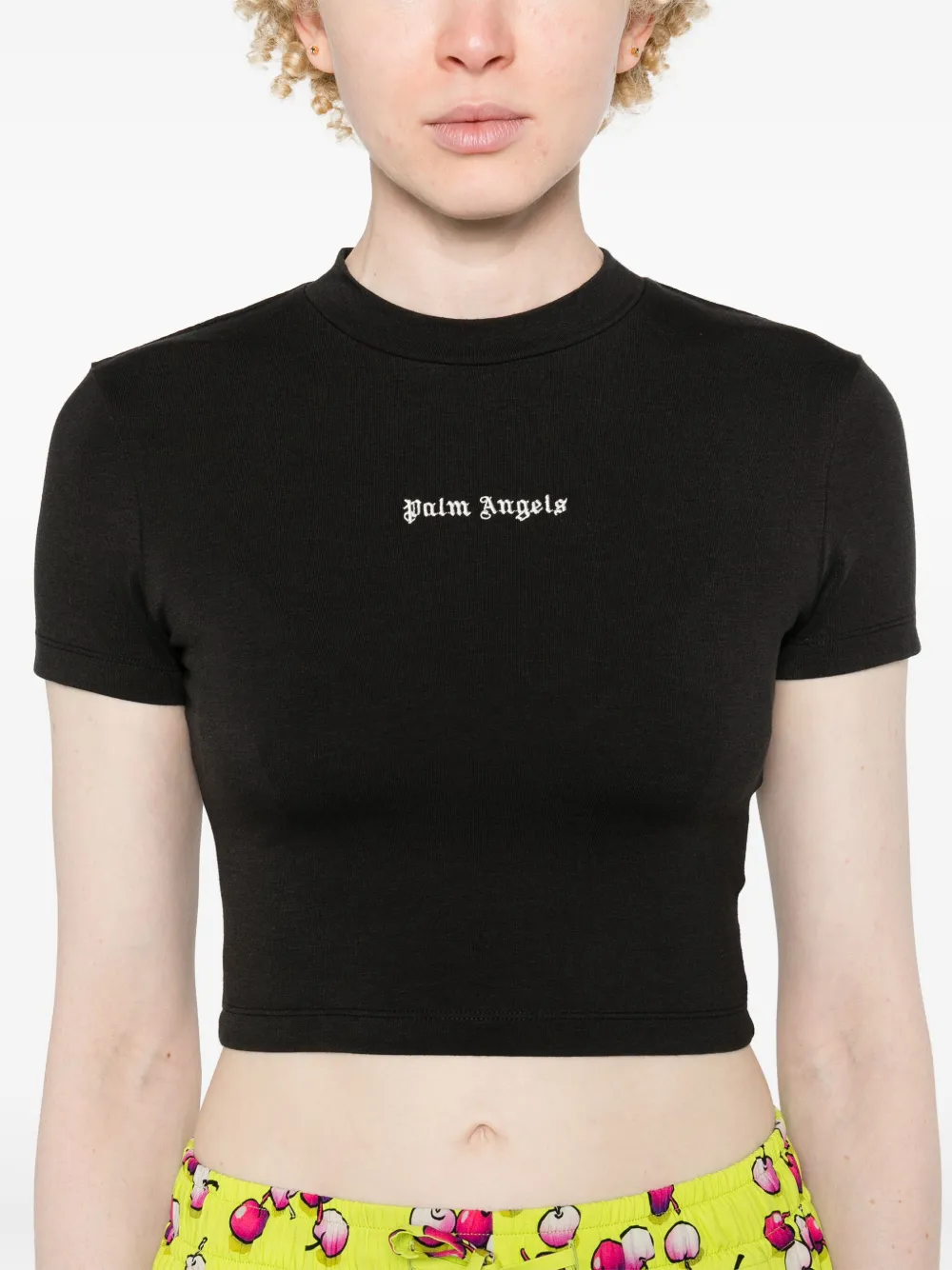 Palm Angels T-shirt met geborduurd logo Zwart