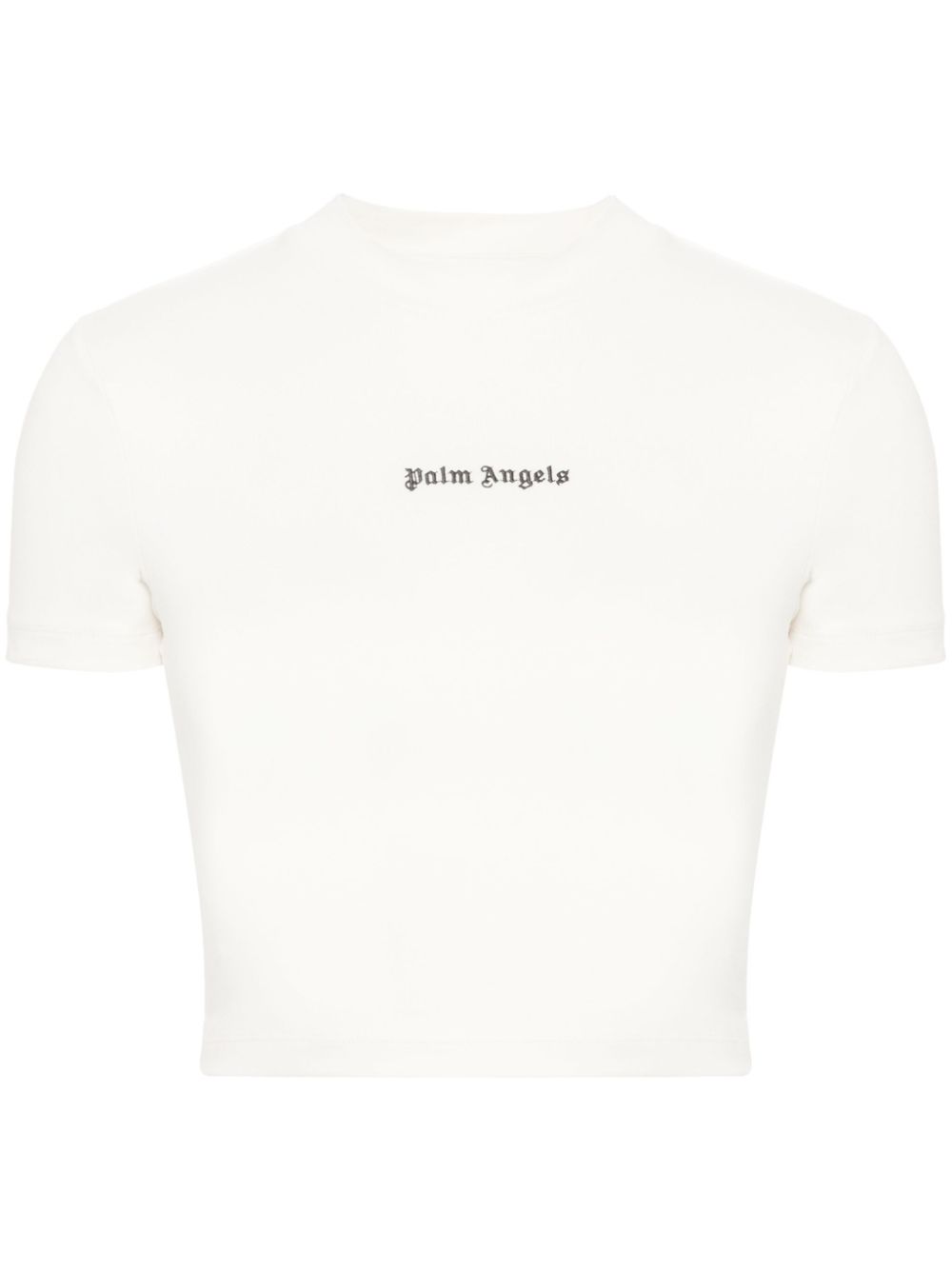 Palm Angels logo-embroidered cropped T-shirt - Neutrals