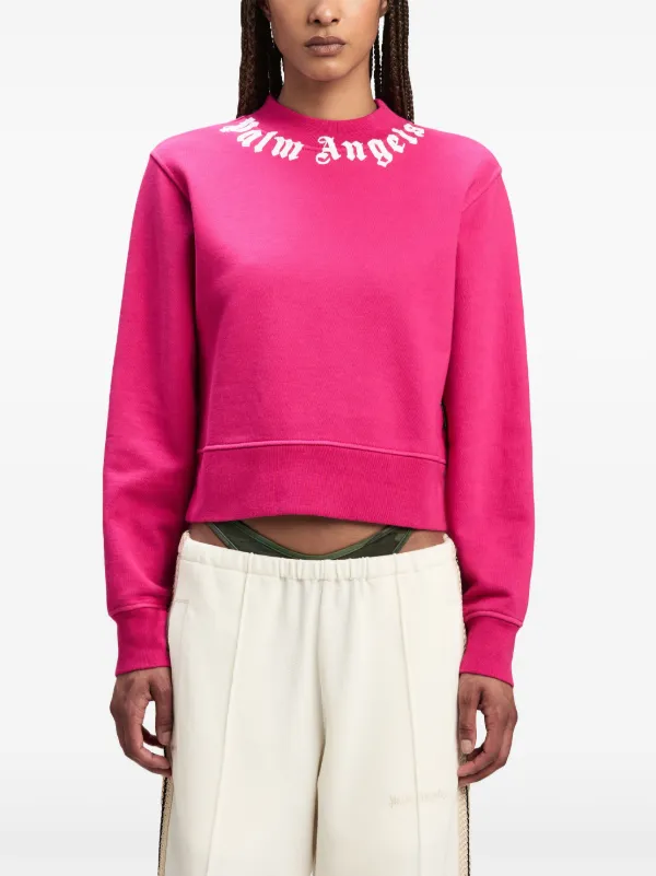 Palm Angels logo-print Cotton Sweatshirt | Pink | FARFETCH IL