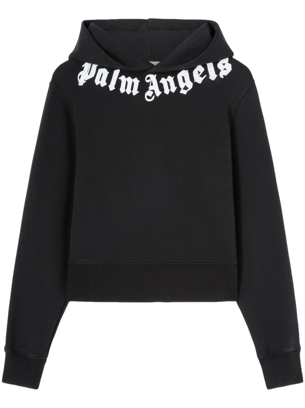 Palm Angels logo-print cotton hoodie Zwart
