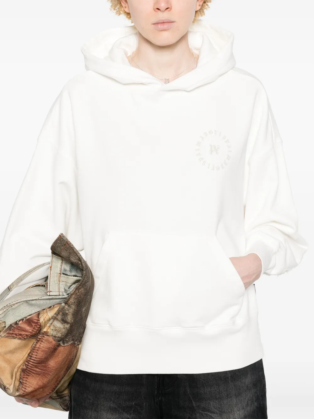 Palm Angels Hoodie met logoprint Beige