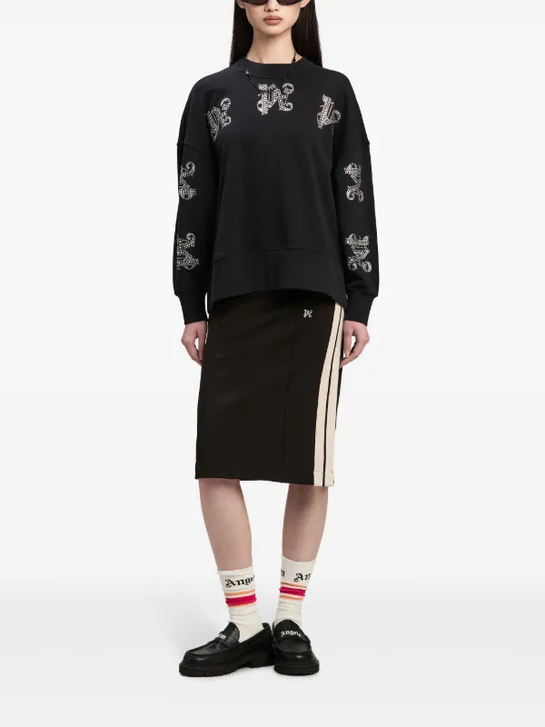 Palm Angels Monogram Midi Skirt | Black | FARFETCH