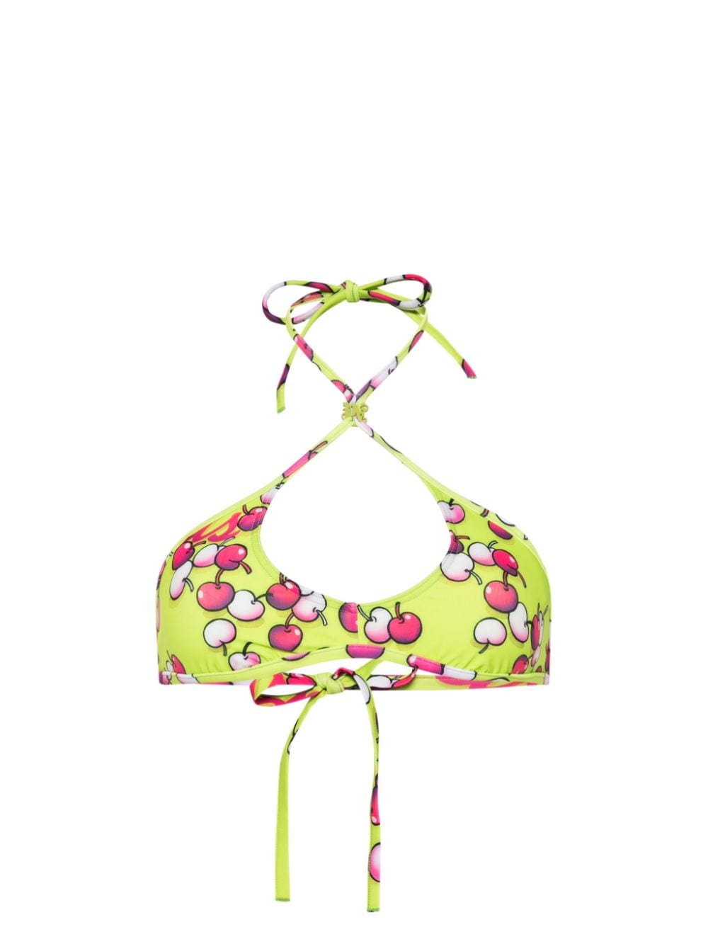 Palm Angels Cherry-print Bikini Top In Green