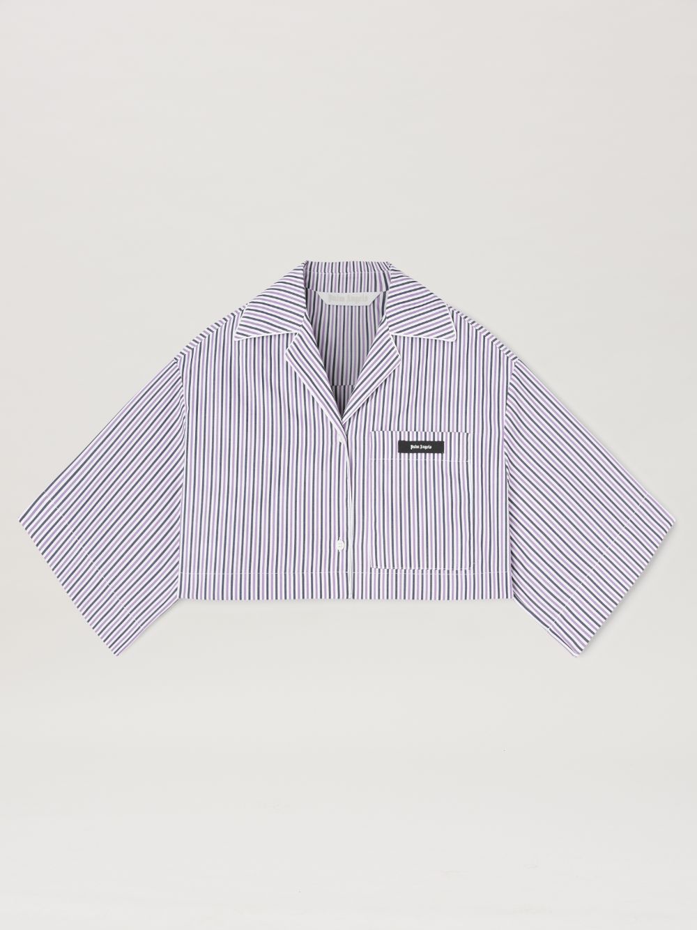 Palm Angels Striped Cropped Shirt In Purple