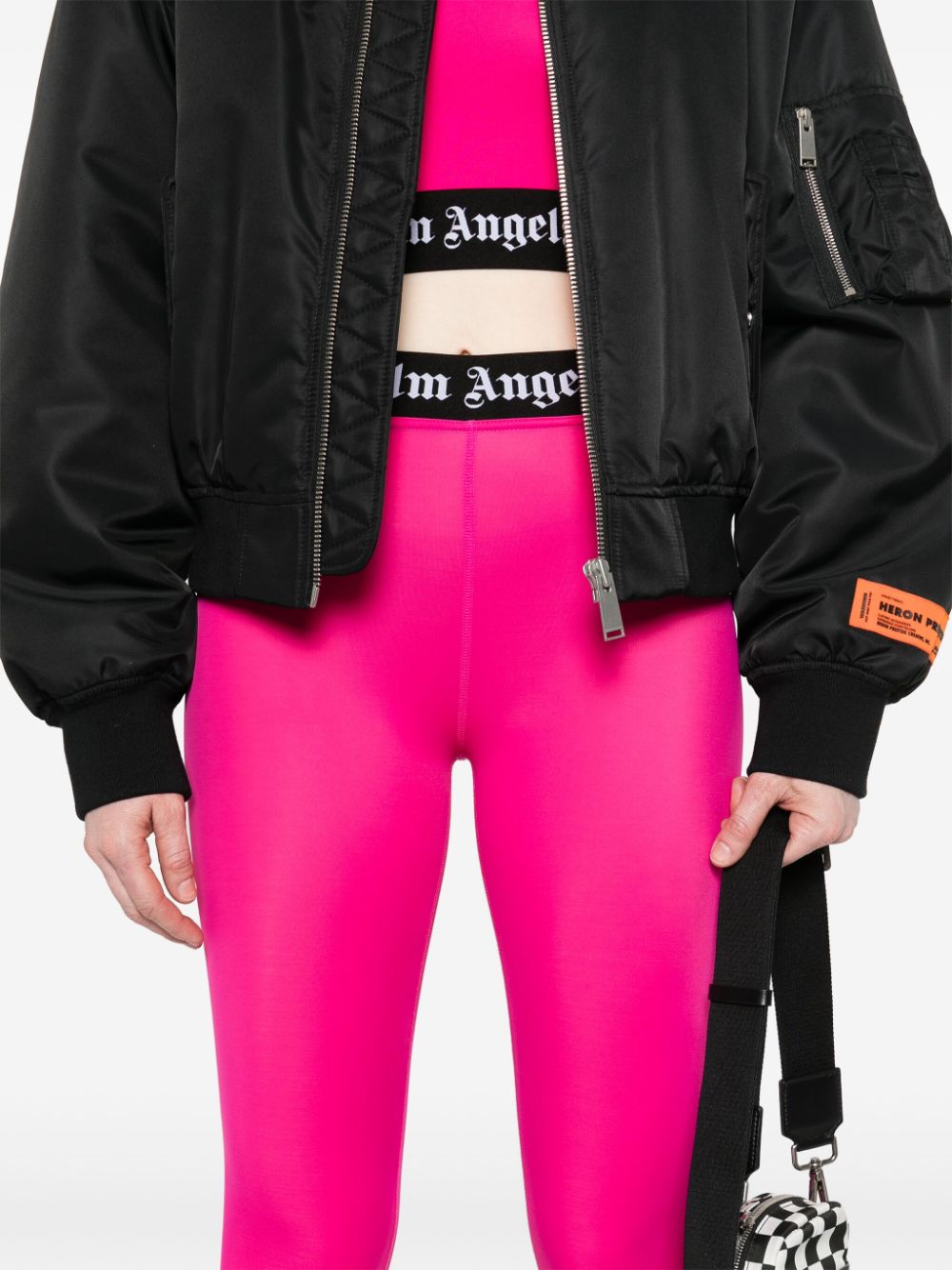 Shop Palm Angels Logo-intarsia Performance Leggings In Pink