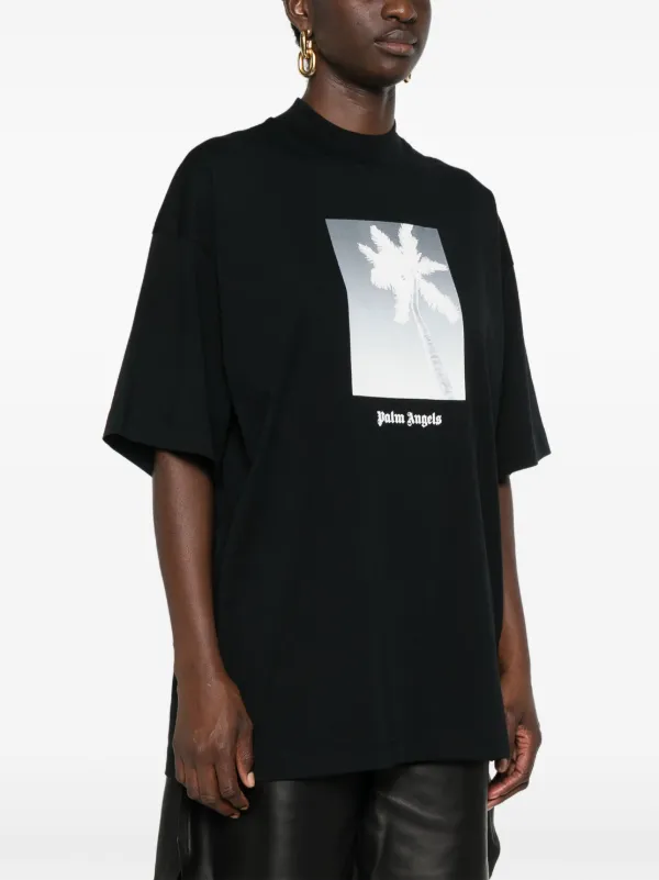 Tシャツ・カットソー PALM ANGELS Women Tops PWAA017 BLACK Palm Angels logo-print T-shirt | Black | FARFETCH