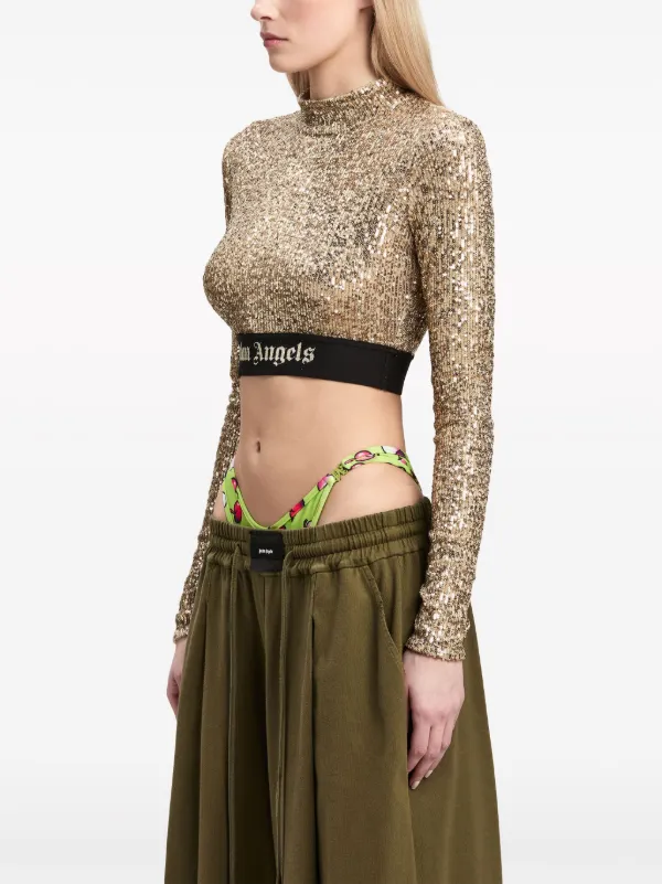 Palm Angels sequin-design long-sleeve Top | Gold | FARFETCH UK Palm Angels sequin-design long-sleeve Top | Gold | FARFETCH UK