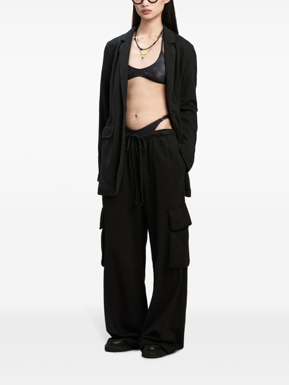 Shop Palm Angels Wide-leg Cotton Cargo Trousers In Black