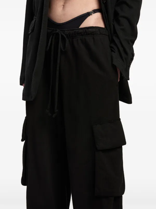 Palm Angels wide-leg Cotton Cargo Trousers | Black | FARFETCH