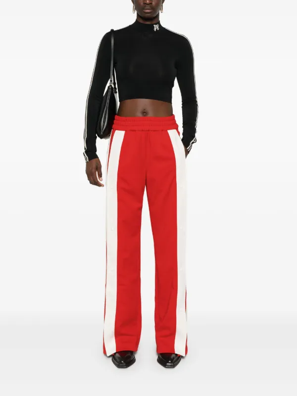 Palm Angels 3/4 Track Denim Pants in Black & Red | FWRD
