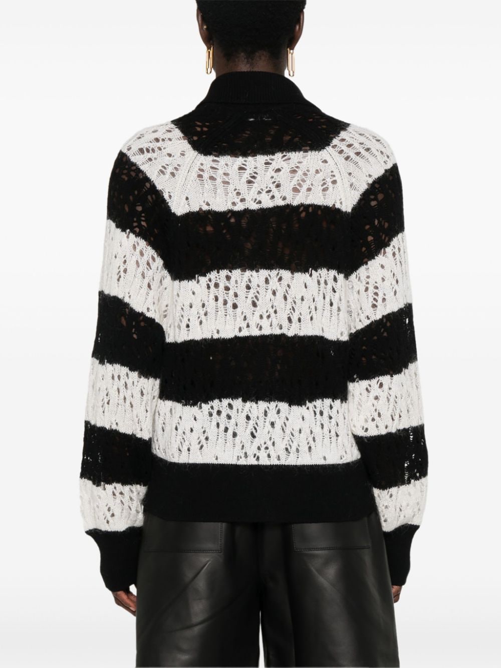 Shop Palm Angels Open-knit Striped Cardigan In White