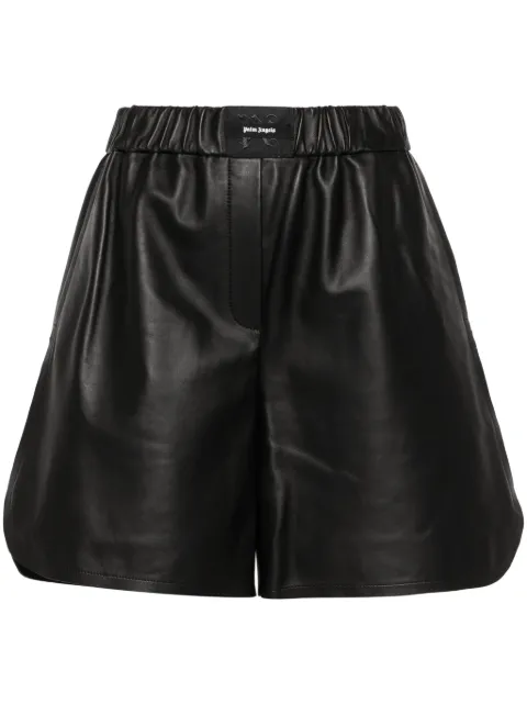 Palm Angels monogram-patch leather shorts 