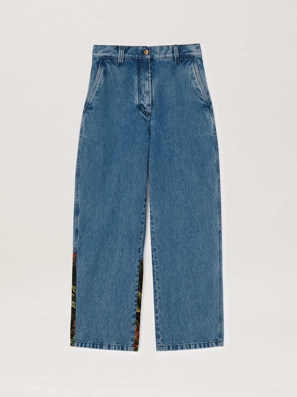 Palm Angels Baggy Jeans Jungle Insert In Blue