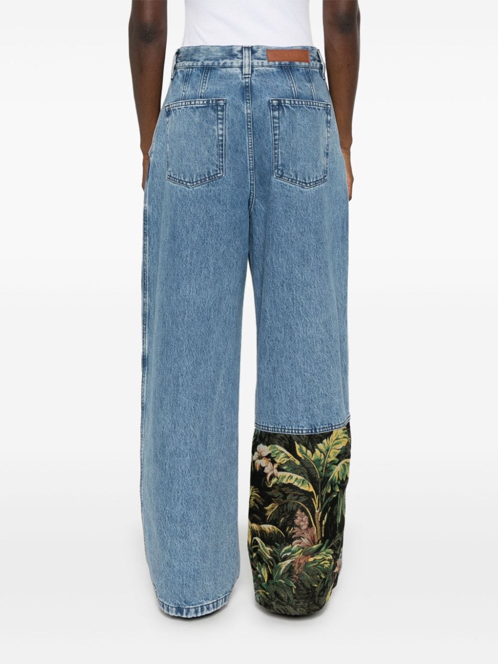 Shop Palm Angels Embroidery-panel Baggy Jeans In Blue