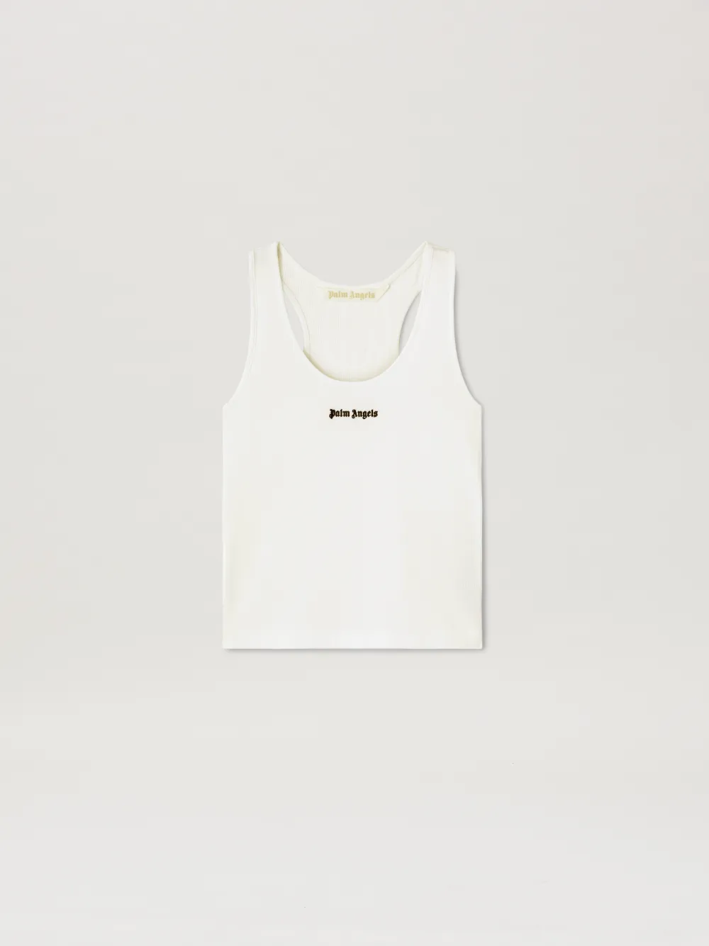 Palm Angels Logo-embroidered Ribbed Tank Top In White