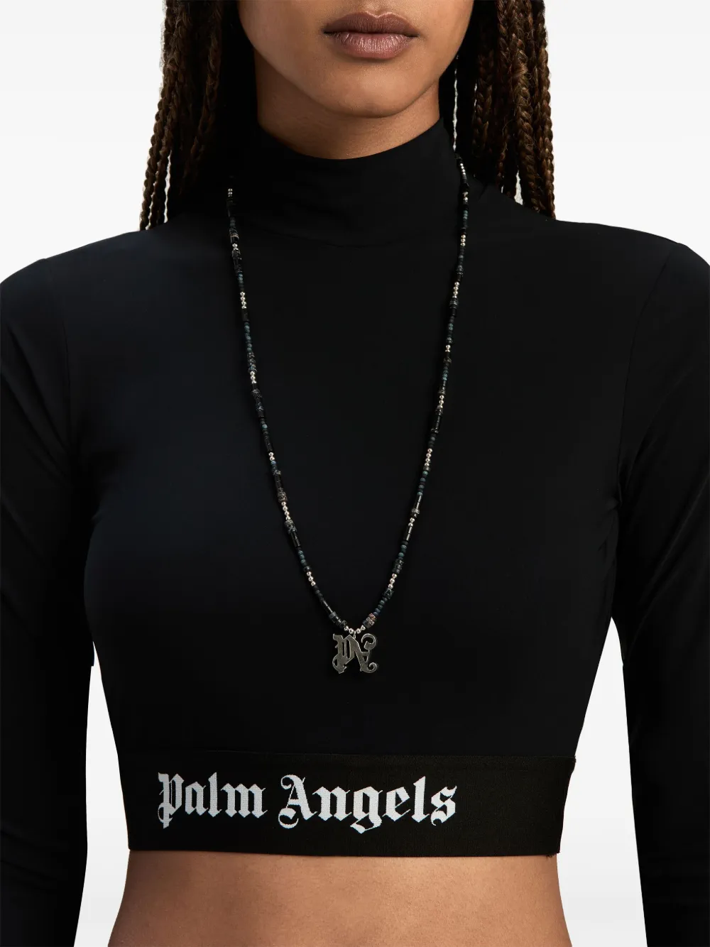Palm Angels ブラック クロップドトップ Palm Angels モックネック クロップドトップ | ブラック