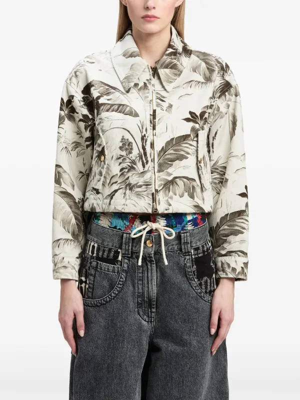 ジャケット・アウター palm tree jacket Palm Angels palm-tree Print Denim Jacket | Neutrals | FARFETCH ZA